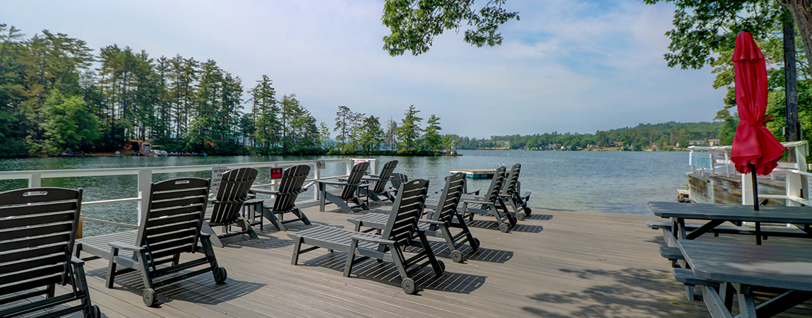 Our Large Lakefront Deck with Panoramic Views of Lake Winnisquam